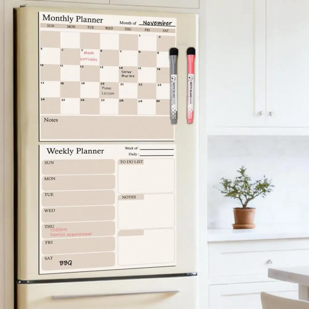 Magnetic Dry Erase Calendar Magnetic Fridge Calendar Dry Erase Board Weekly Monthly Planner Refrigerator Schedule Organizer Meal