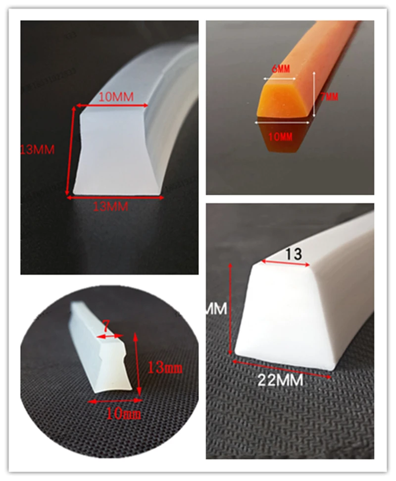 Custom Trapezoid Solid Silicone Strip Sealing Bar Heat Resist Translucent Black White Red Orange