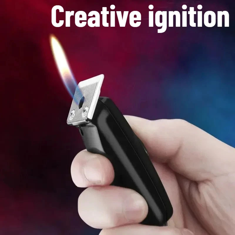 Portable Hair Clipper Shape Butane Gas Lighter Open Flame Mini Cigarette Lighter Gadgets For Men Smoking Accessories