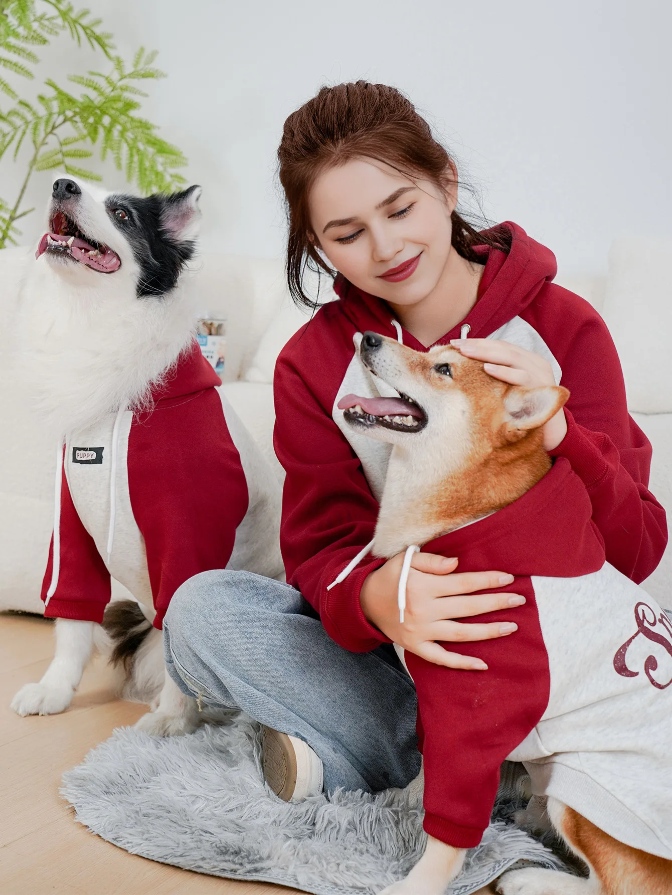 Plus size Pet Autumn Winter Letter Print Dog Sweatshirt with Hood Medium Large Dog Clothes Owner Pet Parent-Child Wear Clothing