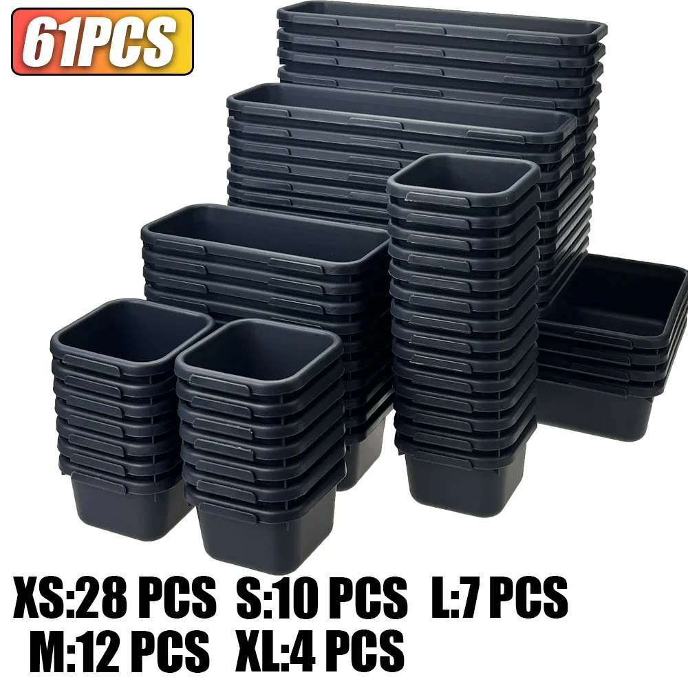 61/45/34/24/9PCS Bureau Lade Organisatoren 5 Size Grijpende Ondiepe Tool organizer Lade Verdelers Toolbox Opbergbakken Container