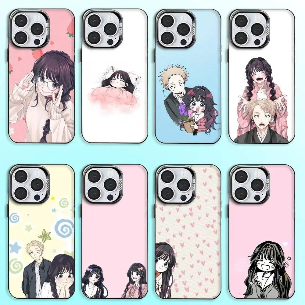 

Cute K-Kaoruko W-Waguri Phone Case For iPhone17,16,15,14,13,12,11 Plus,Pro Max Colored Silver Plated Inside Cover