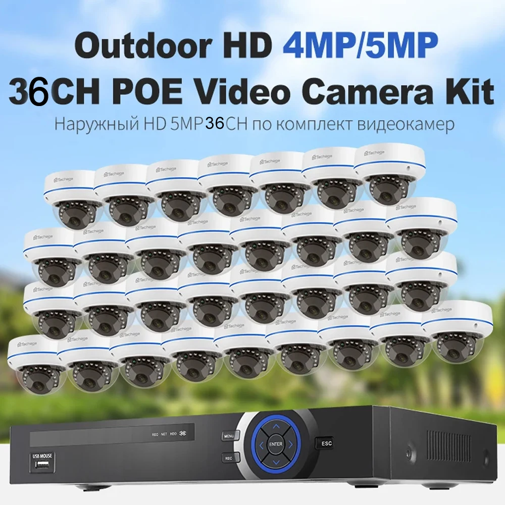 Techage H.265 36CH 5MP 4MP POE Network Camera System IP Camera Audio Record Face Detection CCTV Video Surveillance Security Set