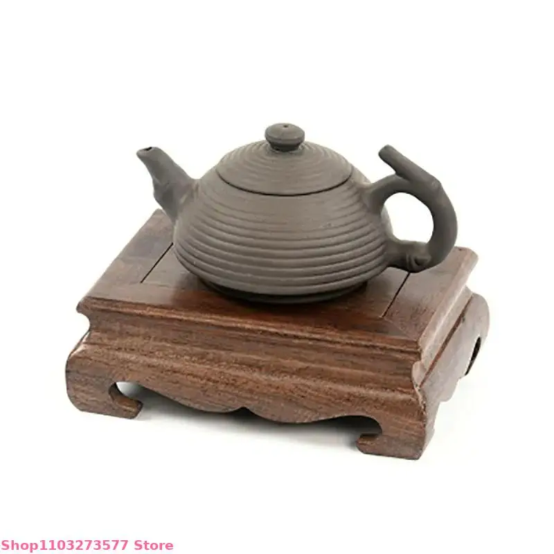 Vintage Carved Table Teapot Tool Rack Mahogany Decorative Tea Screen Tray Base Handicraft Solid Wood Flower Stand DecorationBase