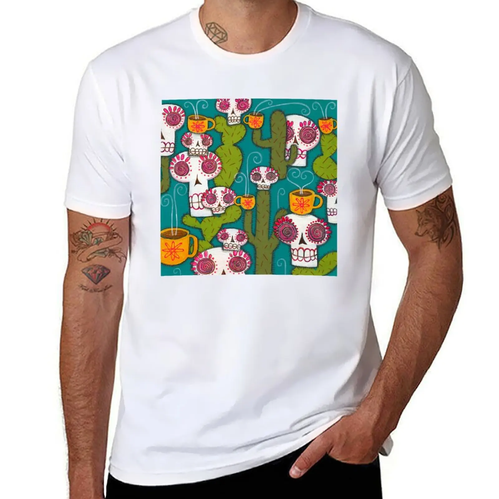 

Skulls, Cacti and Atomic Coffee T-Shirt Festival Party Tee Top