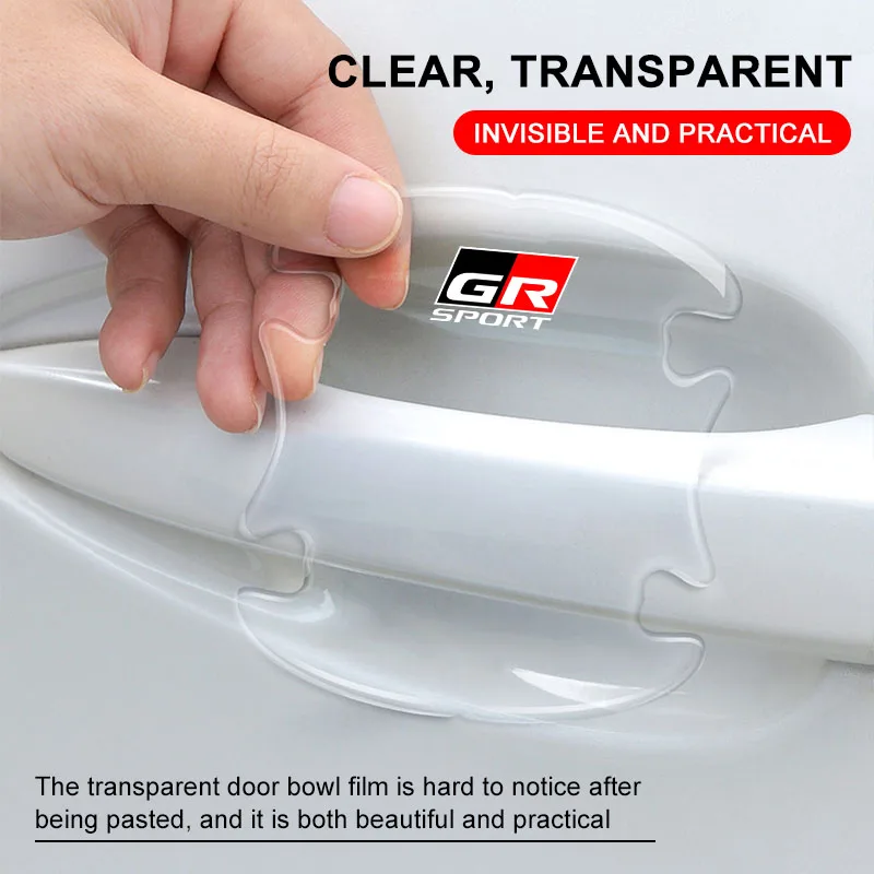 4 قطعة شريط حماية جسم السيارة مقبض باب السيارة السلطانية المضادة للخدش ملصق لتويوتا يارس RAV4 كورولا هايلكس GR غازو سباق