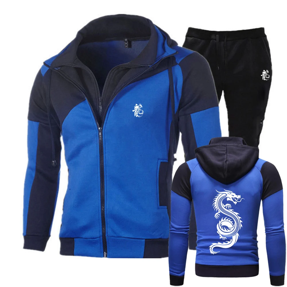 France National Flag Eiffel Tower 2025 New Men's Asymmetrical Zipper Set Sweatshirt +Sport Pants Fashion Harajuku Tracksuit