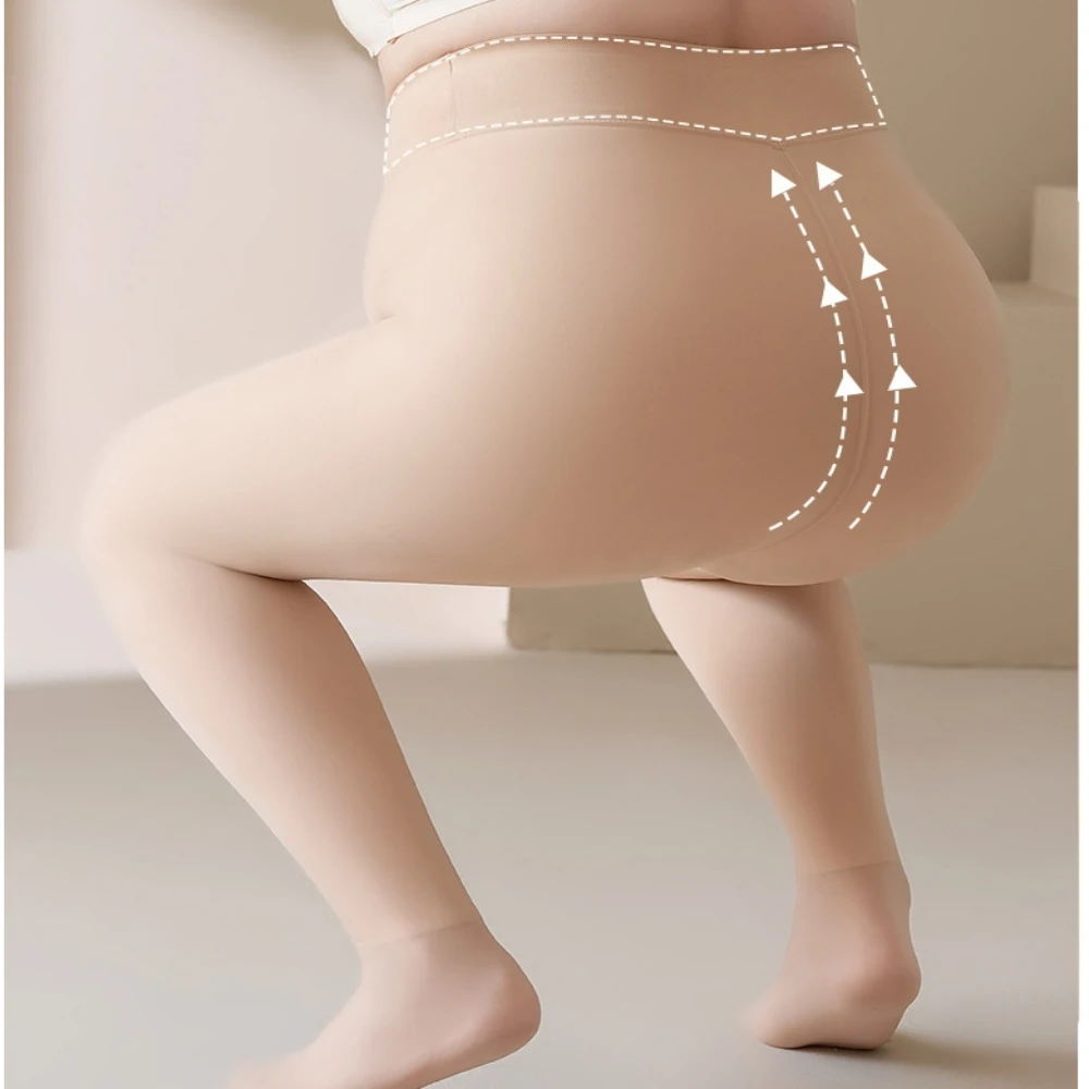 50-80kg Extra Large Size Elastic Small Female Leggings Tight Pants Water Light Leg Artifact Thickened lined Fleece Pantyhose