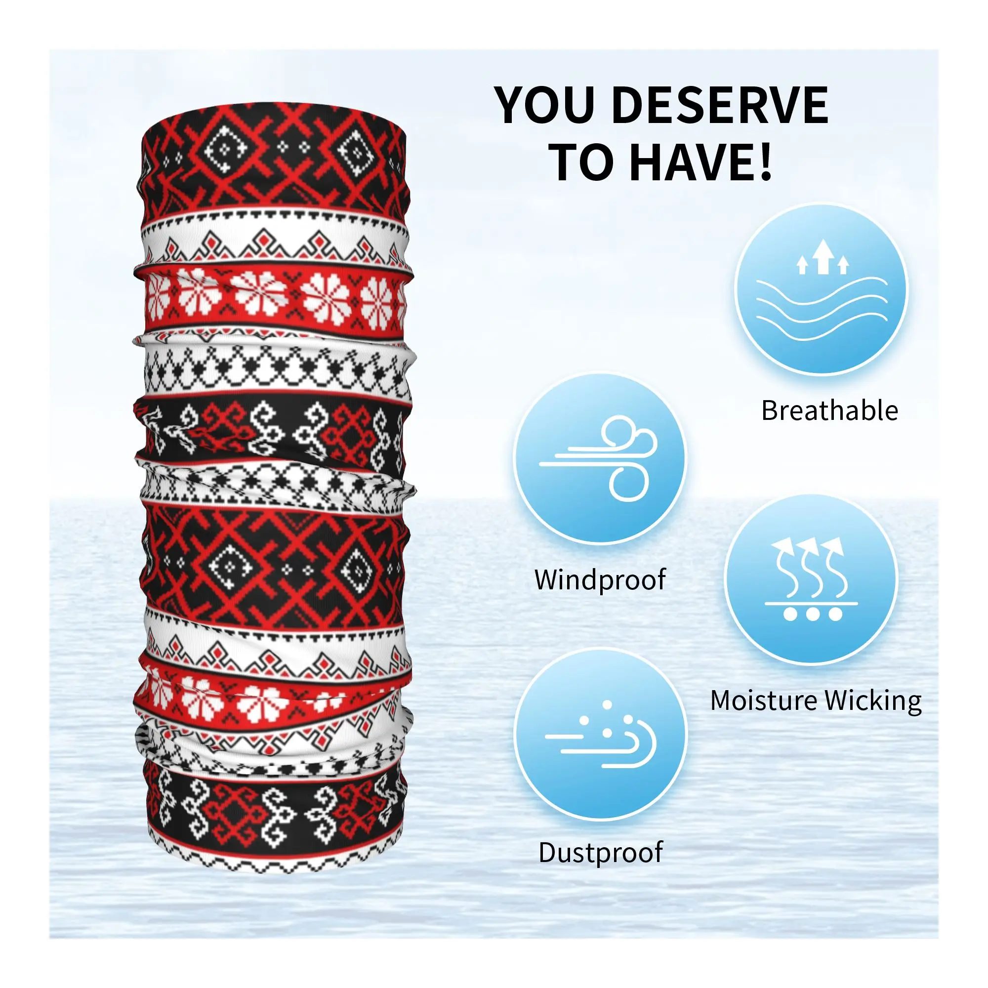 Ukrainian Bright Color Vyshyvanka Leggings and Designs Neck Gaiter UV Face Shield Winter Ukraine Ethnic Bandana Scarf for Hiking