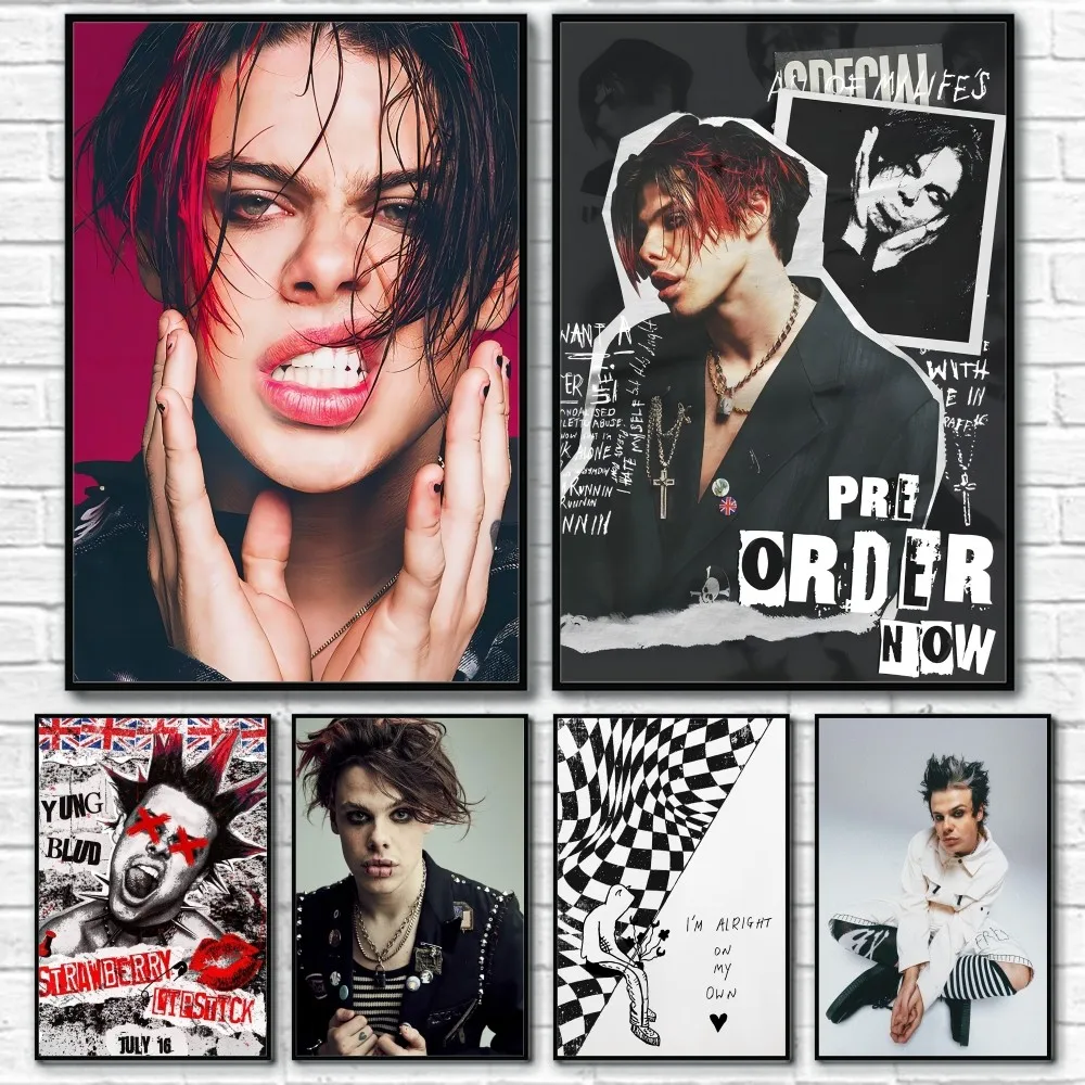 Yungblud Music Portrait Singer custom Rap Poster Sticky Wall Art Printing Waterproof Home Living Bed Room Bar Aesthetic Decor