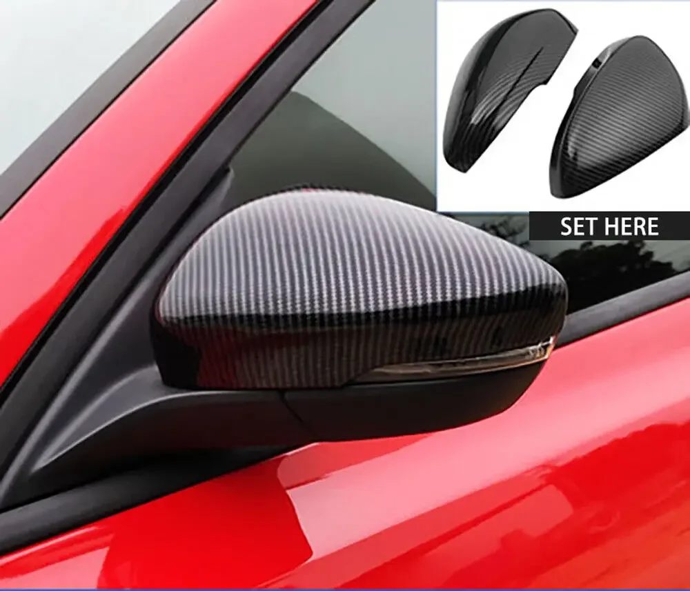 For US Ford Focus MK4 2019-2023 Rearview Side Mirror Cover Wing Cap Sticker Exterior Door Rear View Case Trim Carbon Fiber Look