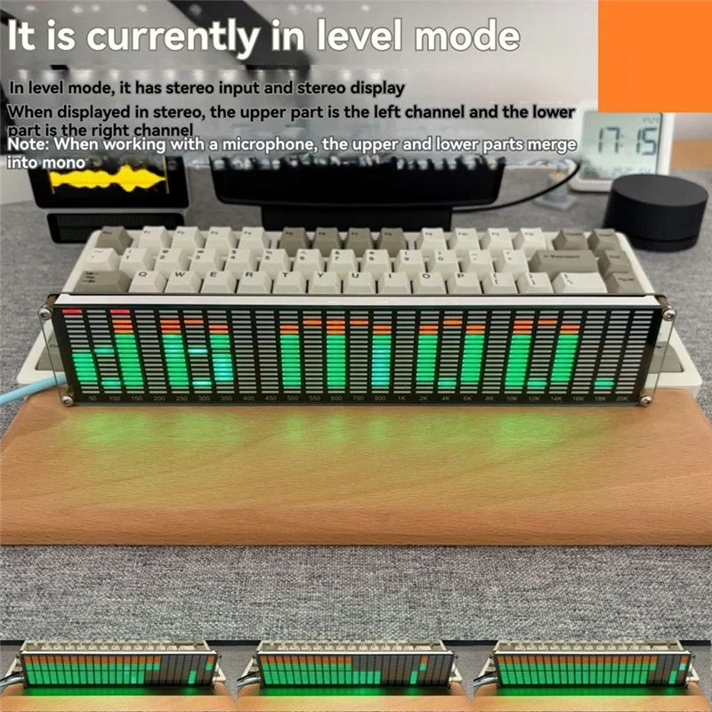 CABE-AK2518 Clock Bluetooth Music Spectrum LED Music Spectrum Green+Orange+Red Display Color Audio Signal Melody Rhythm Lamp