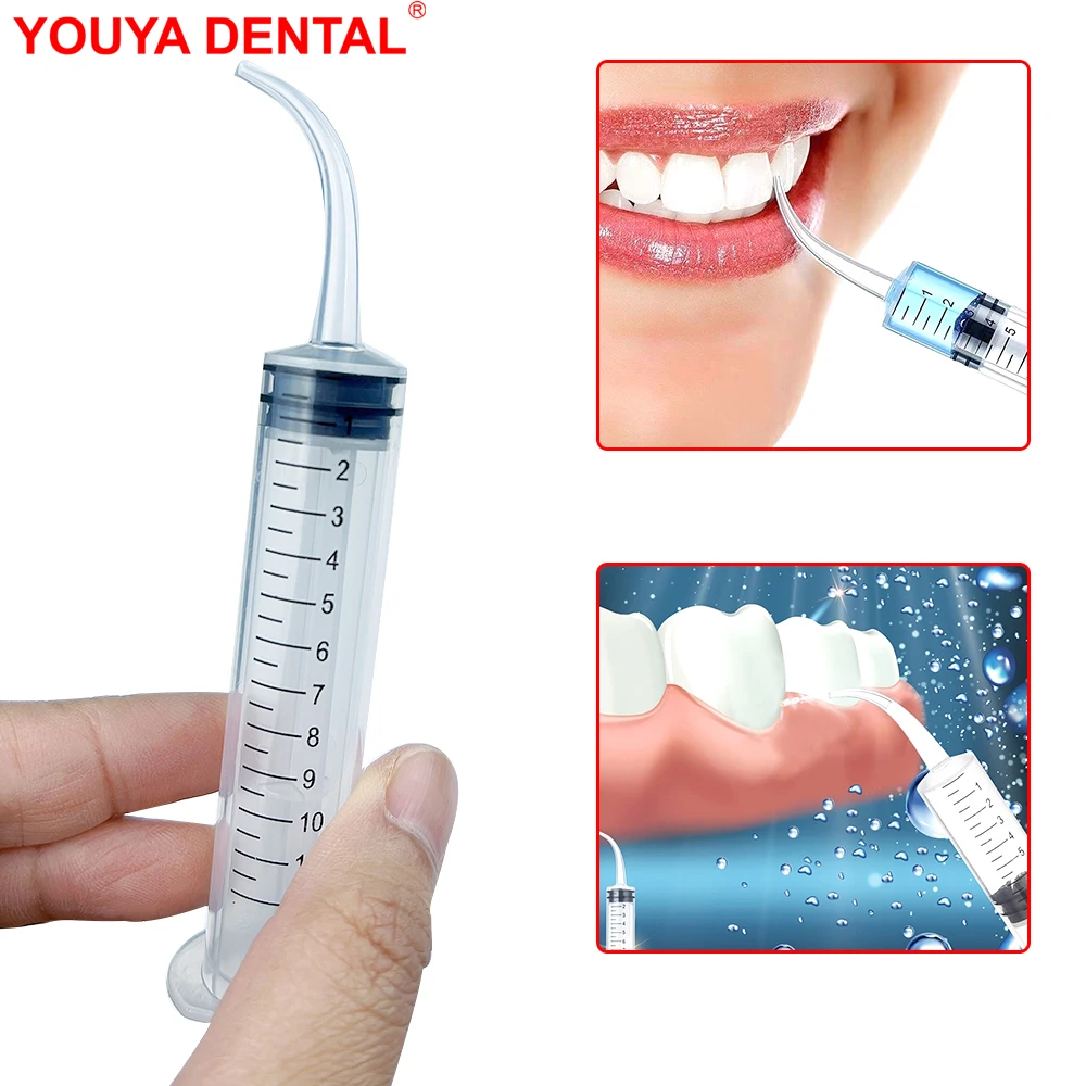 10pcs 12ml Dental Irrigation Syringe With Curved Tip Disposable Clear Dentist Tools Dentistry Instrument    Oral Teeth Whitening