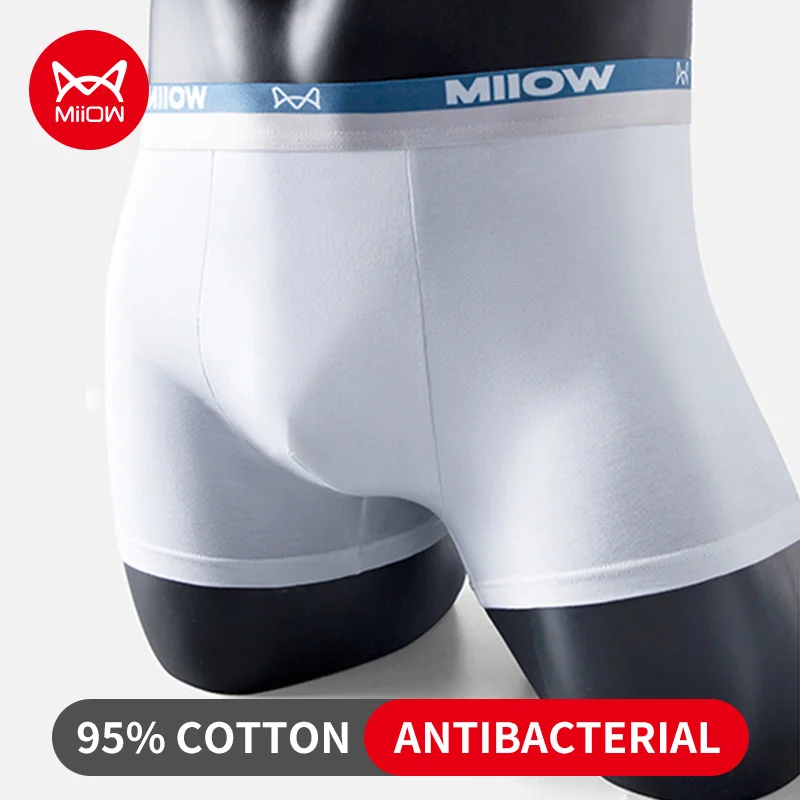 

Трусы-боксеры MiiOW мужские хлопковые, антибактериальное нижнее белье, дышащие, с эластичным поясом, 7A, 3 шт.