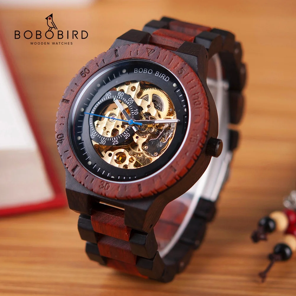 BOBO BIRD Men\'s Automatic Watches Self-wind Mechanical Watch Hollowed Support Customized Drop Shipping