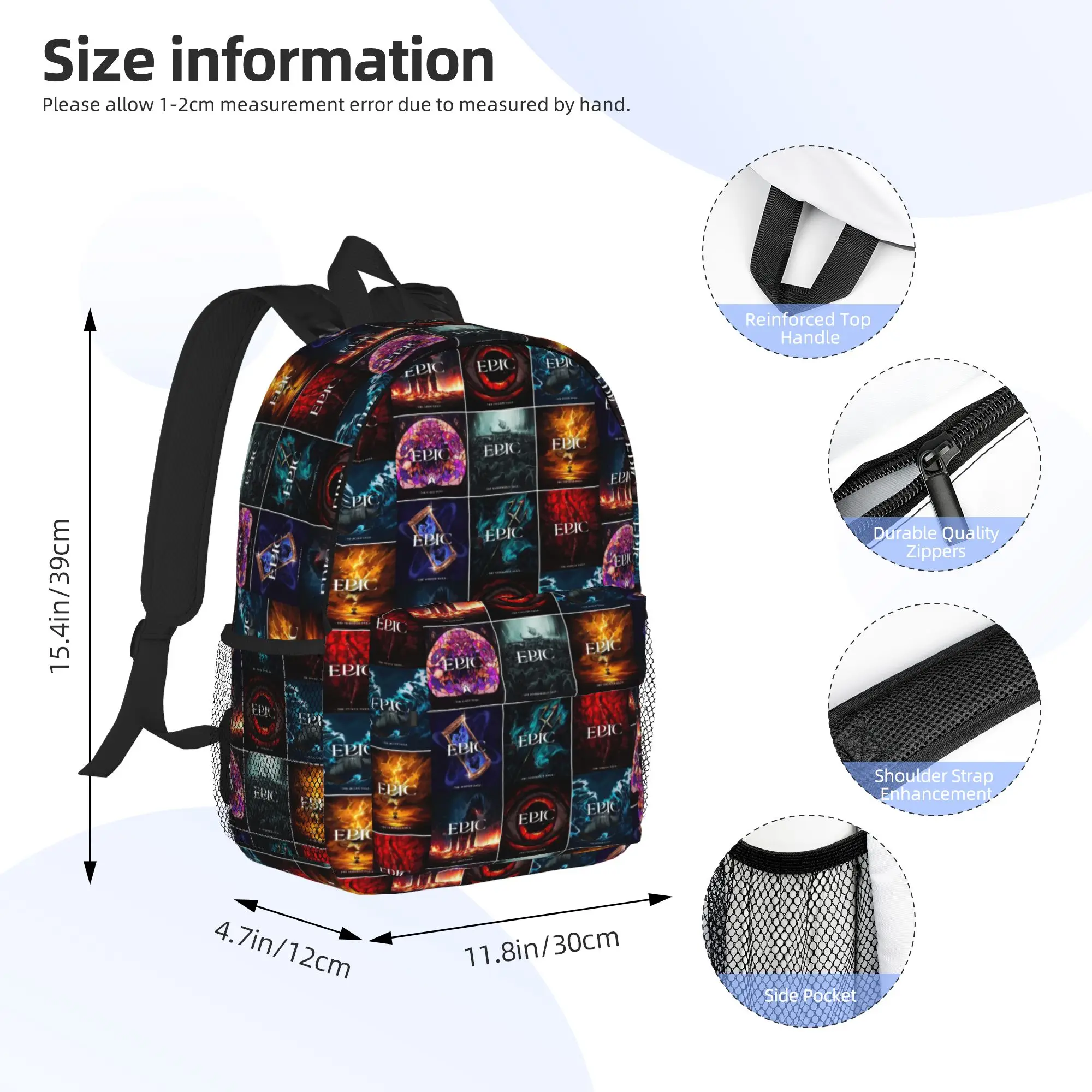 Epic the Musical Saga Covers Backpack Hot Sale Daypack Large Capacity Boys Girls BookBag Shoulder Bags for Men Women School Bag