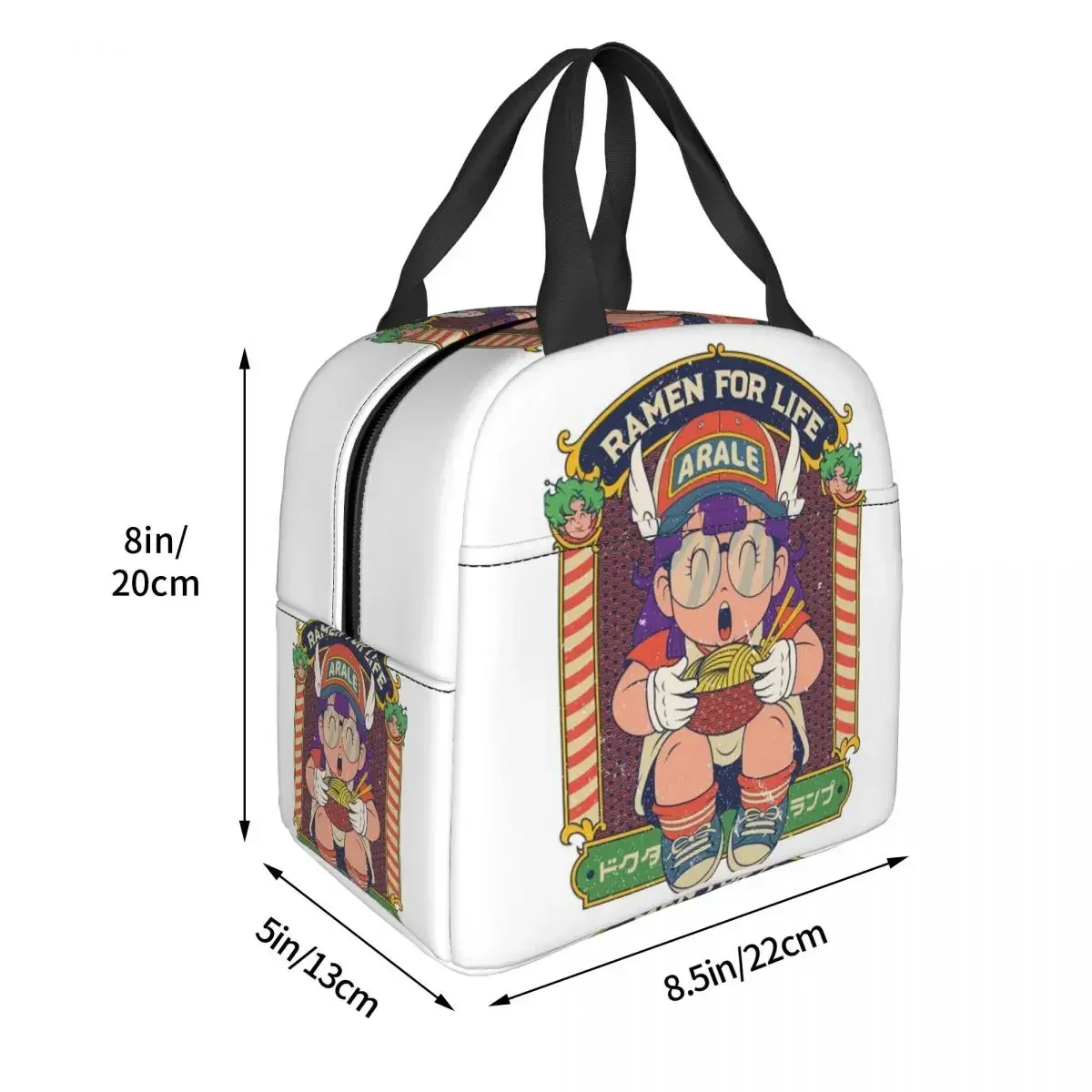 Dr Slump Ramen For Life Arale Insulated Lunch Bag for Women Kids Portable Food Boxes Thermal Lunch Box Tote