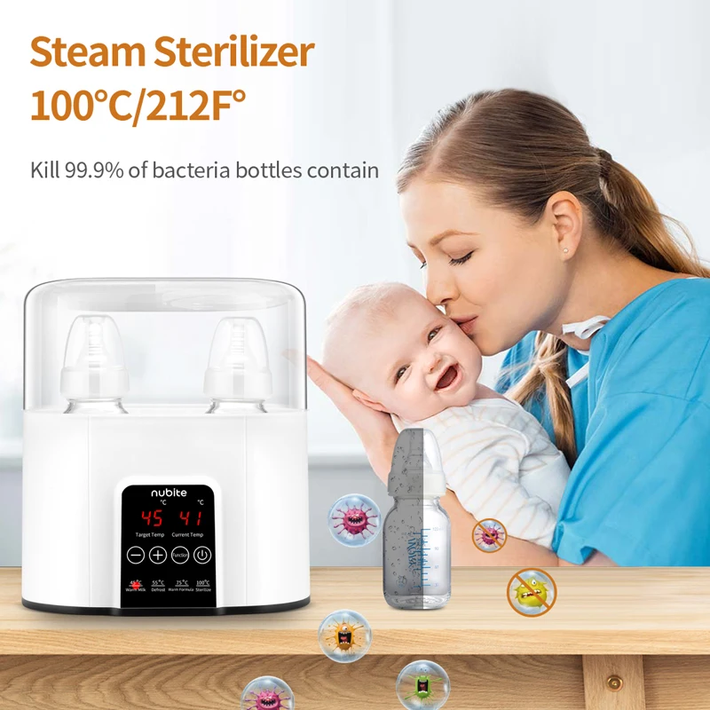 

4 in 1 Multi-functional Smart Temperature Control Electric Baby Food Heating Sterilizer Double Baby Milk Bottle Warmer