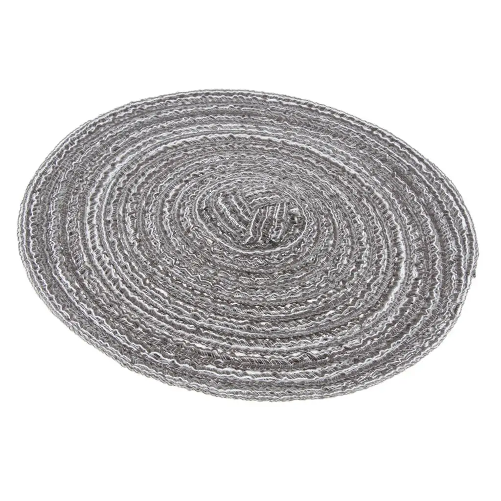 2-6pack 18cm Hand Knitting Ramie Table Round Placemat Thermal Insulation Mat