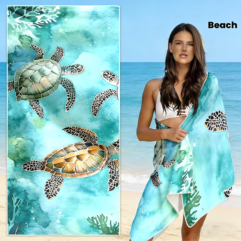 Night Ocean Moon Dolphin Purple Coral Bubble Super Absorbent Microfiber Beach Towel Tropical Holiday Pool Towel
