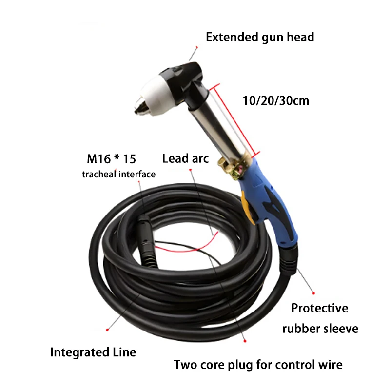 20CM Gun Head P80 Plasma Cutting Gun 100/120 Air Plasma Cutting Machine Accessories with Wire Set Cutting Gun