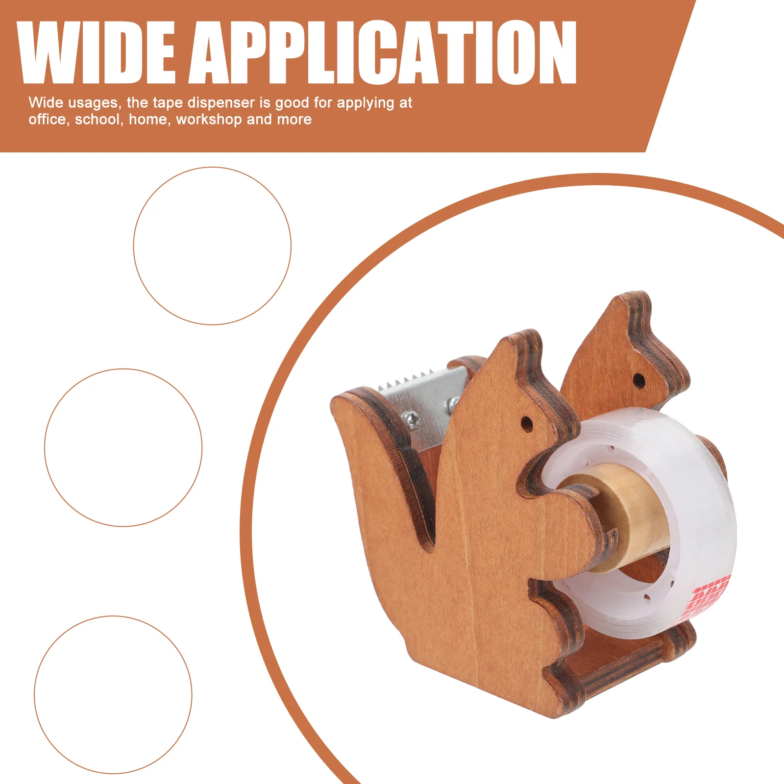 Desk Tape Office Duct Washi Dispenser with Wooden Holder Packing Desktop