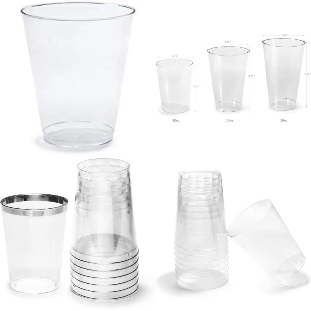 

Одноразовые пластиковые стаканы для свадеб и вечеринок, 400 прозрачных стаканов на 10 унций для торжеств
