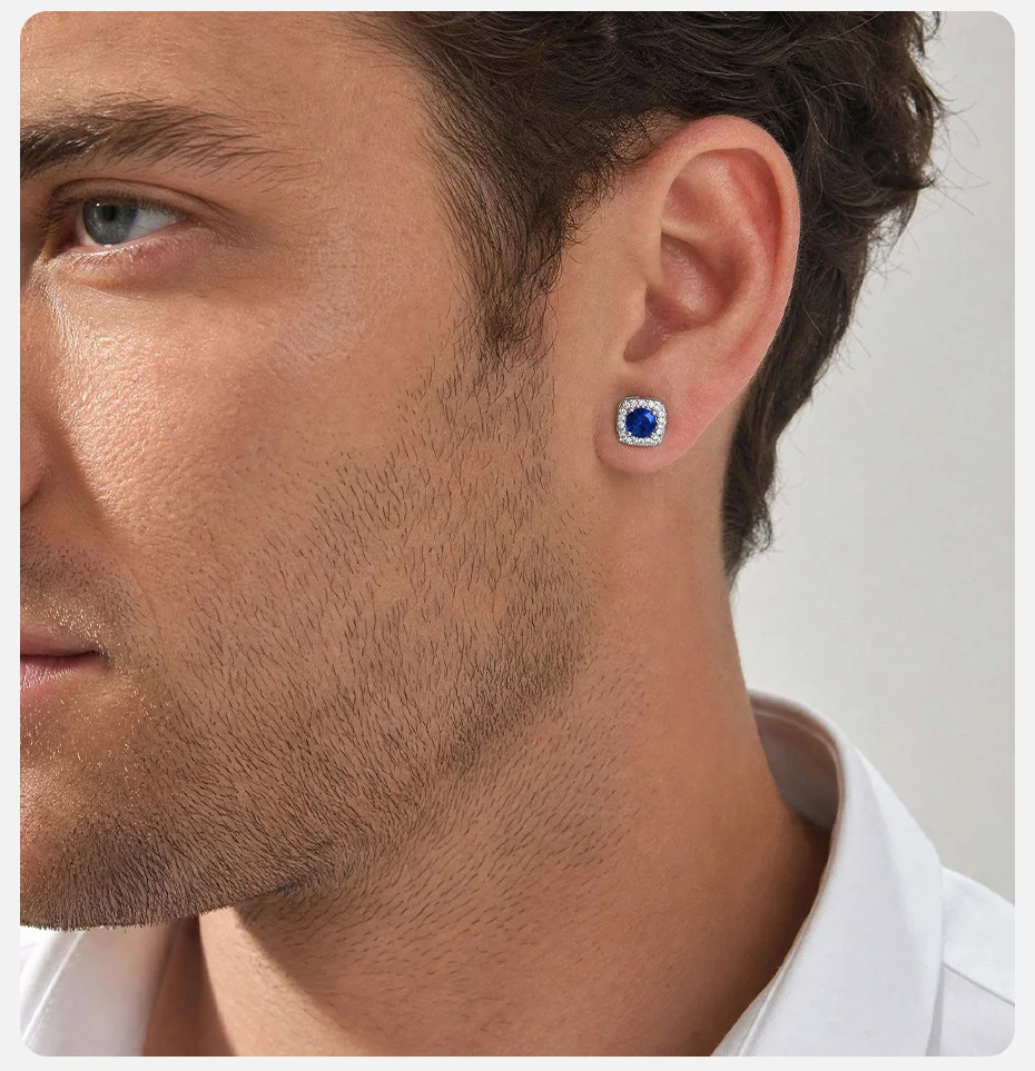 Vnox Quadratische Ohrstecker für Männer, Kupfergrün-Blaue Klare Zirkon-Ohrstecker, Klassischer Minimalistischer Hip-Hop-Schmuck als Geschenk für den Alltag – Detail 3