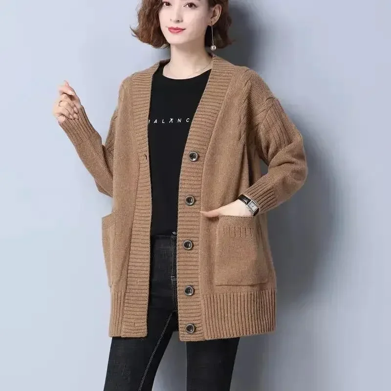 Loose Coat Women's Cardigans Outerwear Korean Style Ladies Knit Sweaters Attractive Aesthetic Hot Fall 2024 Vintage Fashion Chic