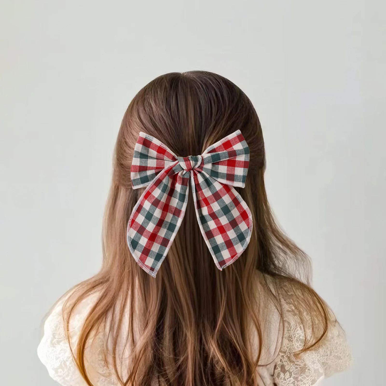 Mädchen Weihnachten Stil Gitter Bogen Haar Clip kinder Pferdeschwanz Haarnadel Festivel Party Kopfschmuck Haar Zubehör Großhandel Geschenk