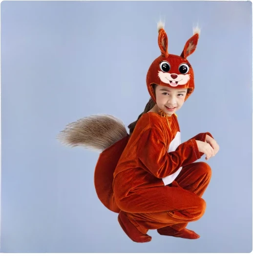 5 Colors Children Squirrel Cosplay Jumpsuit for Kids Animals Stage Fairy Tale Performance Clothing Halloween Squirin Cos Costume