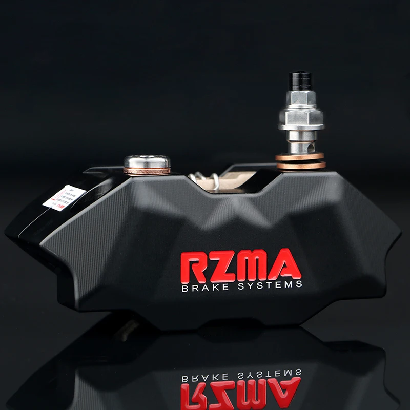 

RZMA motorcycle modified brake caliper 4P piston CNC anodized 3D textured aluminum alloy(​Installation lock point: 82mm)Bat shap