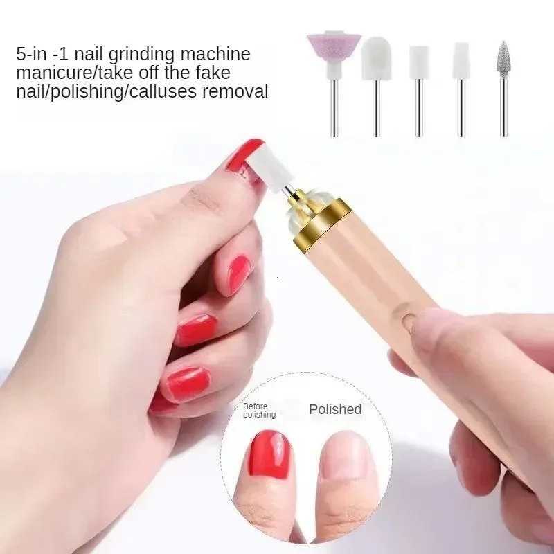 Electric Nail Grinder Nail Polishing Machine With Light Portable Mini Electric Manicure Art Pen Tools With Bag For Gel Removing