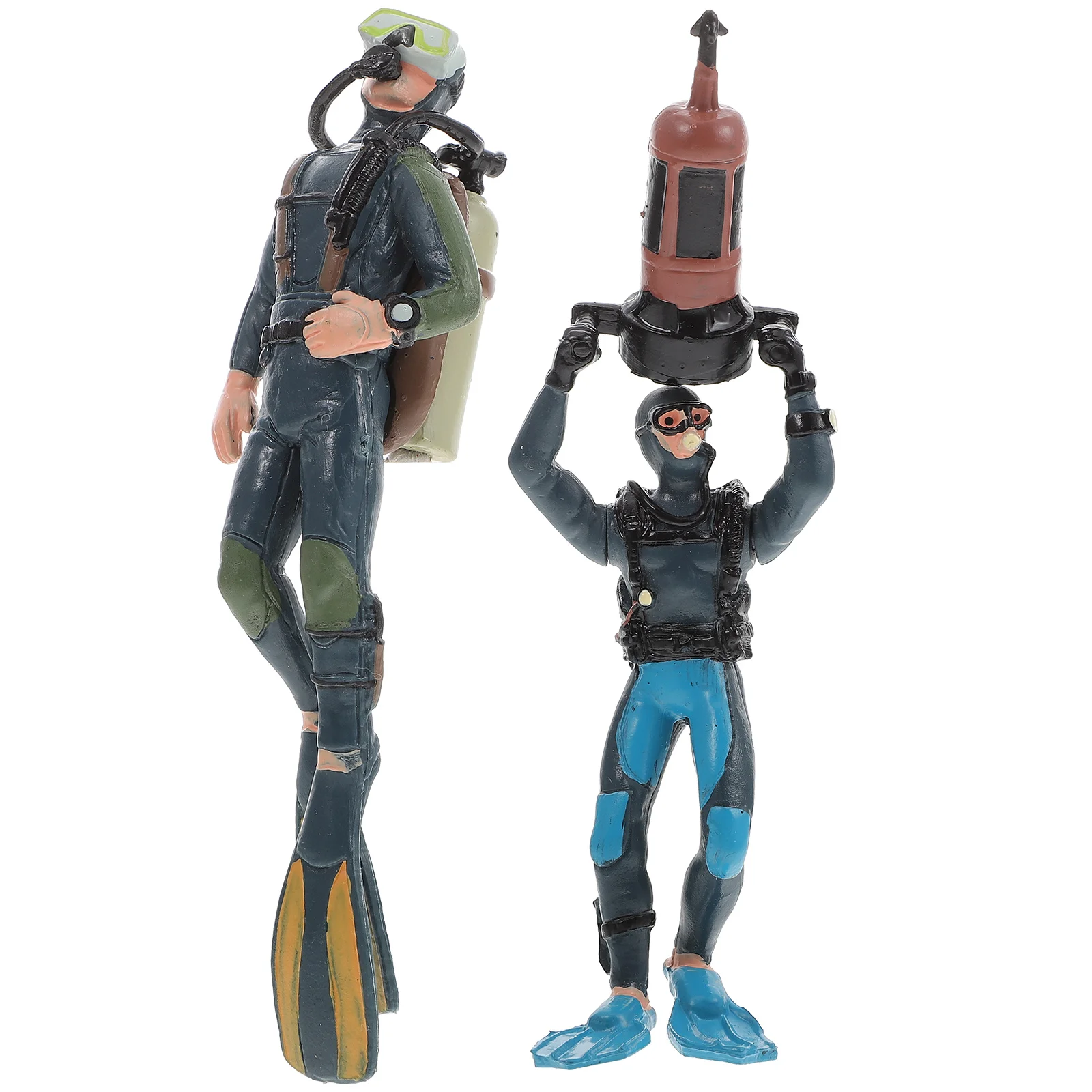 

2 Pcs Diver Model Kids Toy Desktop Ornament Decoration Scene Layout Statue Aquarium Figurine Pvc