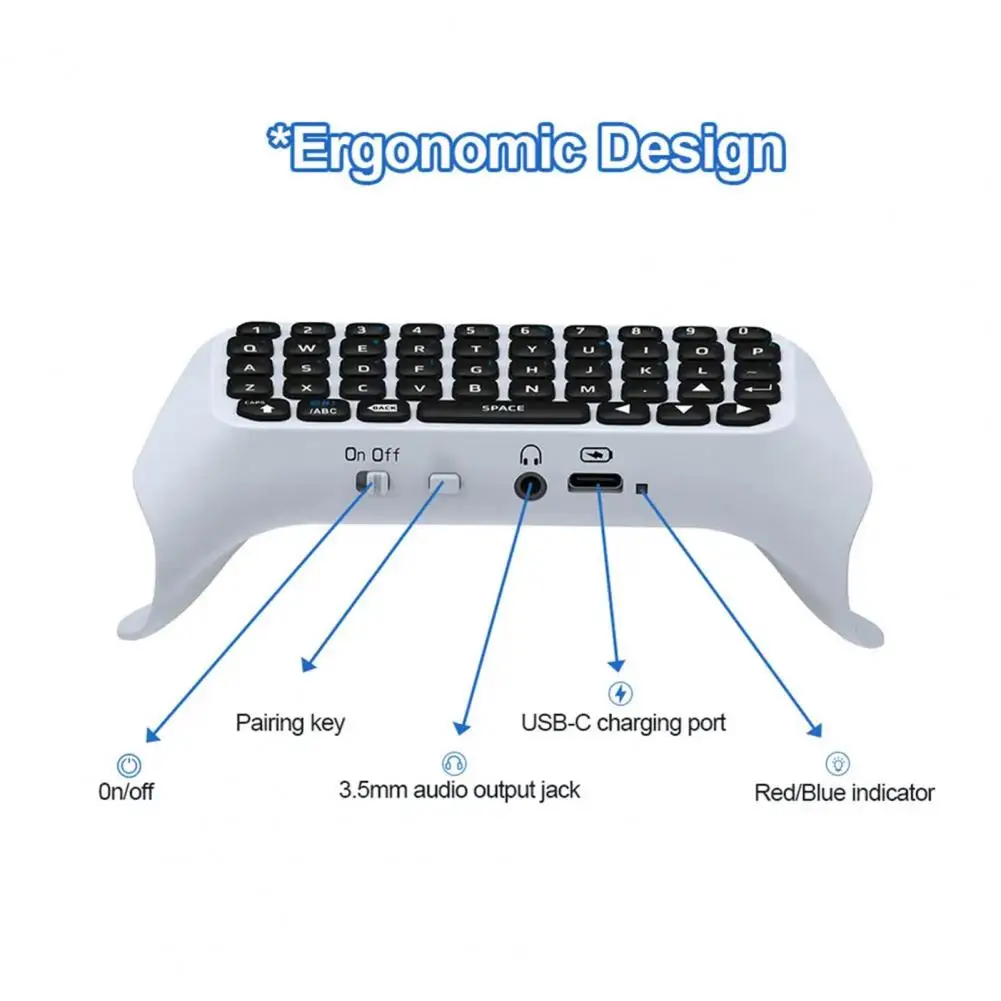 Controlador de teclado sem fio para jogos ps5, com alto-falante embutido, compatível com bluetooth, montagem qwerty para ps5