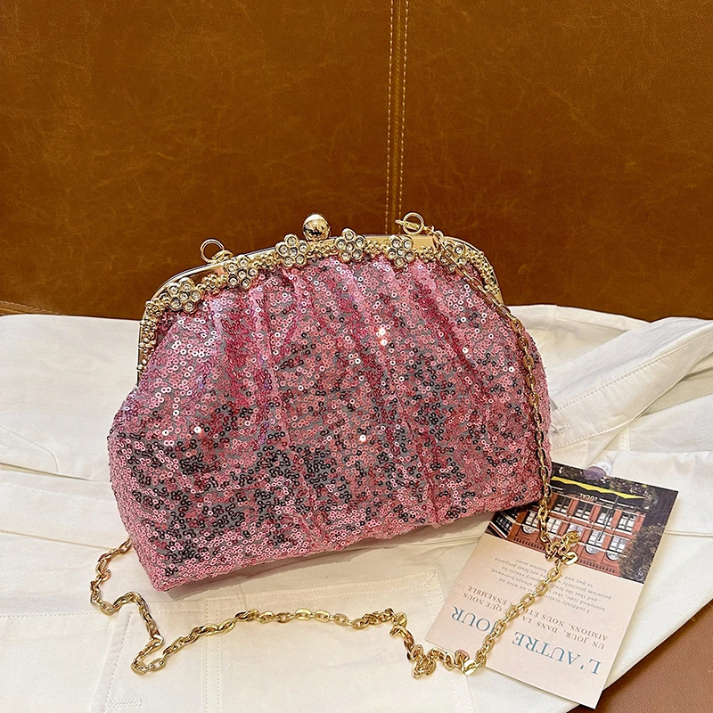 Pochette De Soirée Strass Et Nœud - Femme - Argent/Or/Rose - Mariage - Neuf Avec étiquettes