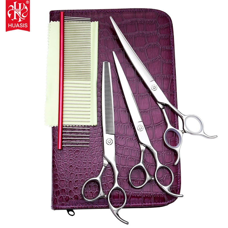 AR-D15 Dog Grooming Scissors Kit Japan 440C Professional Dog Grooming Shears Set Straight Curve and Thinner 7