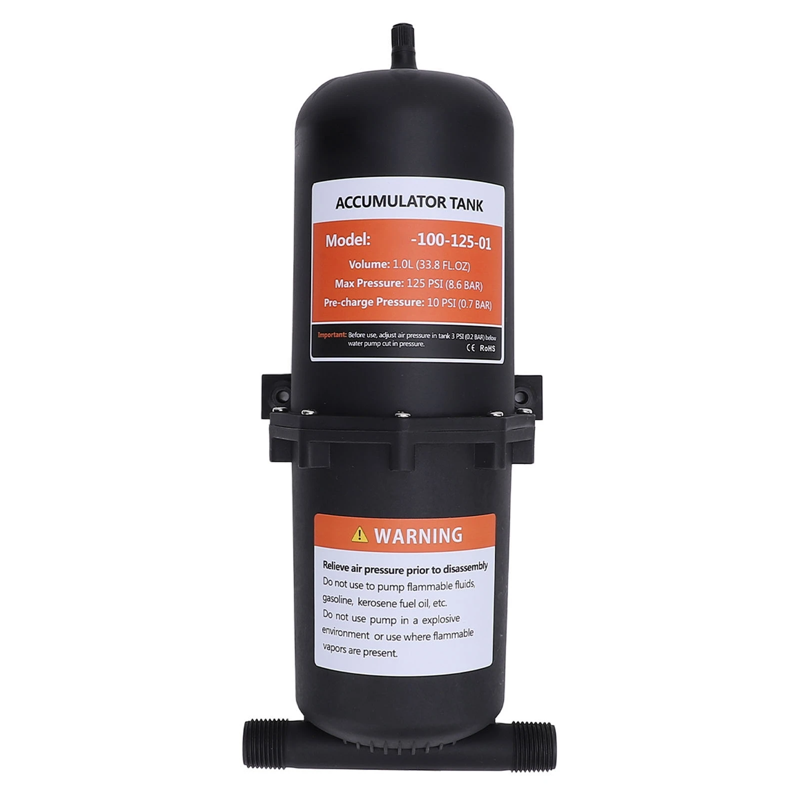 E2 1L Constant Pressure Tank 1/2 MNPT Port Pre Pressurized Accumulator Tank for Boat Travel Trailer Maximum 125PSI
