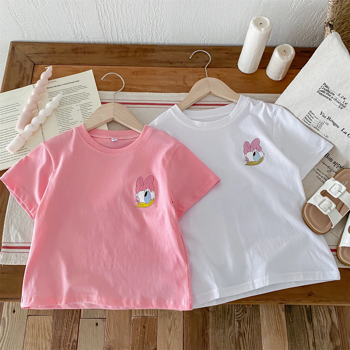 الصيف أزياء فضفاضة فتاة الأطفال المطبوعة تي شيرت الطفل القطن قصير الأكمام تي شيرت الأطفال عارضة أعلى ملابس طفل صغير #4