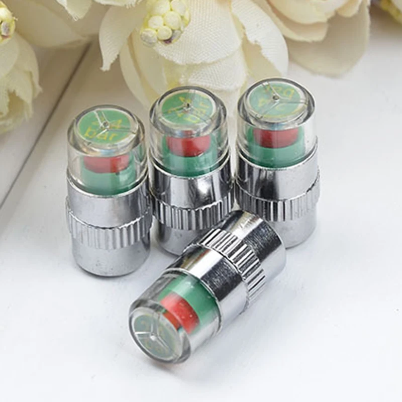 2/4pcs Car  Tire Pressure Indicator Tire Pressure Gauge Indicator Alert Monitoring Valve Cap Sensor External Valve Detection