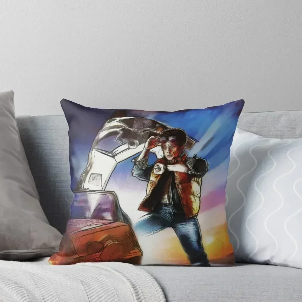 

Back To The Future -Ink n Painted Throw Pillow bed pillows Cusions Cover Pillow Decor Christmas Pillows pillow