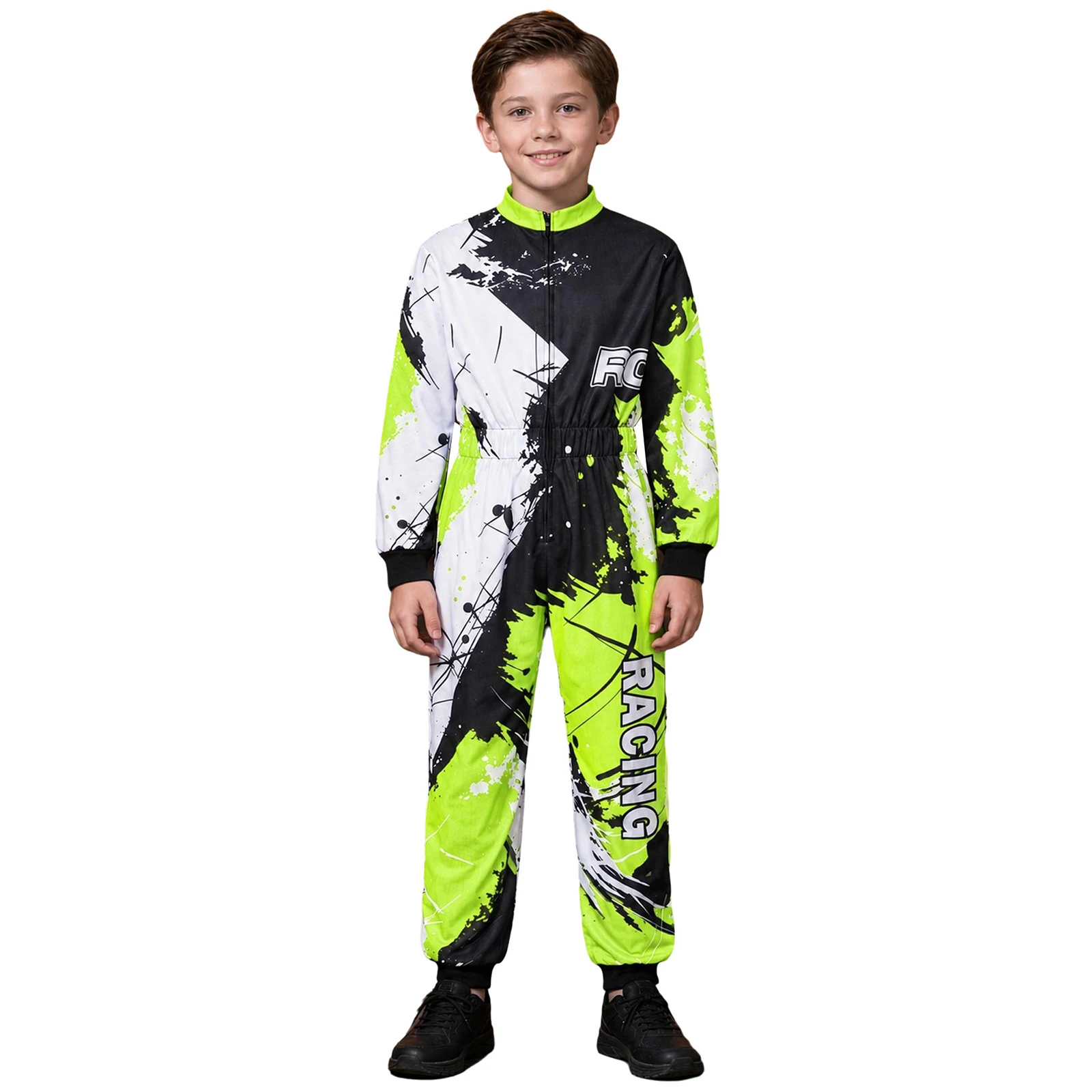 Jungen Motocross-Rennanzug, einteiliger Dirt-Bike-Rennanzug für Kinder, Spritzdruck, Offroad-ATV-Motorrad-Fahrkostüm – Detail 4