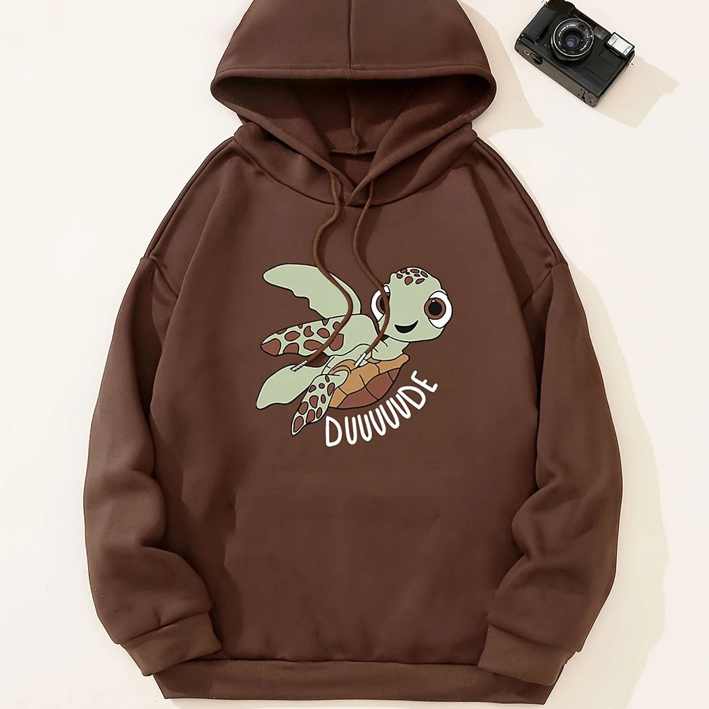 Sweat à capuche mignon avec motif de tortue de mer pour femme, sweats à capuche Y2K, vêtements d'automne, mode PVD, pull en Y, Harajuku