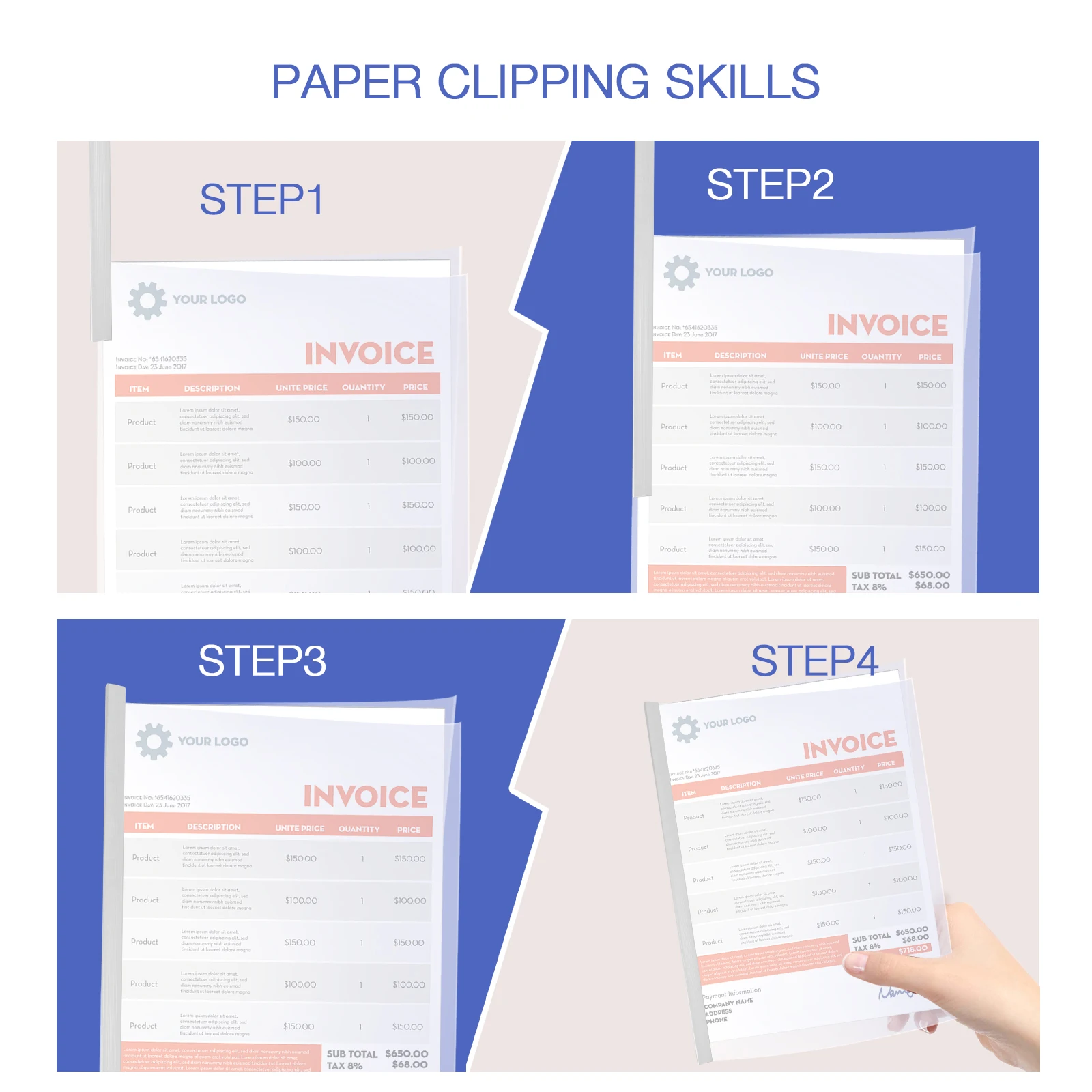 

10 Pcs Plastic Folders Test Paper Clips Students File with Rod Pull Draw Thicken