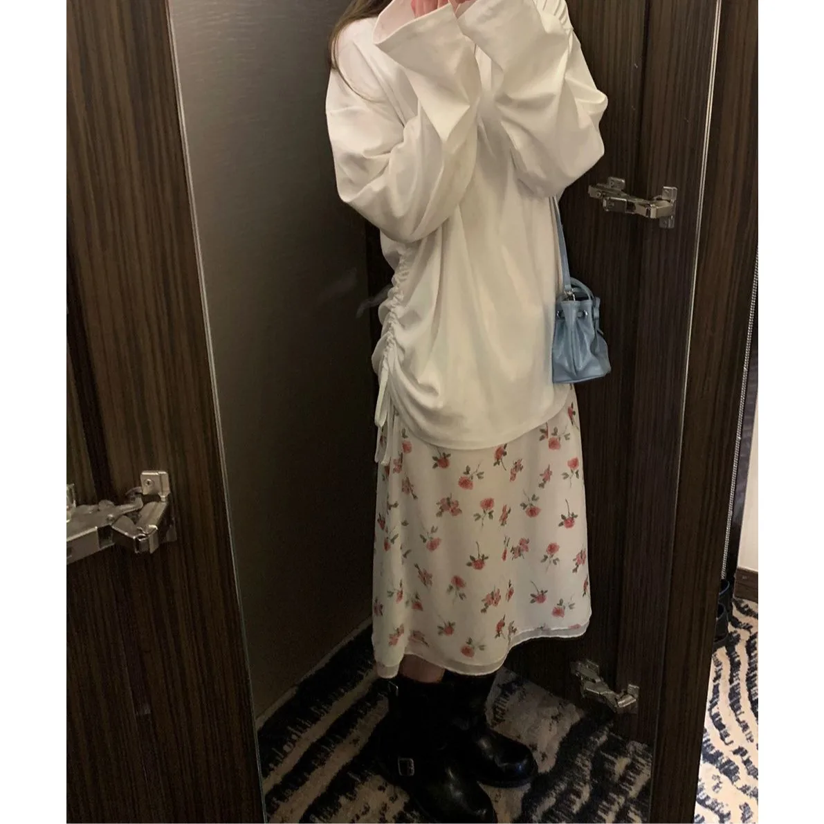 Nimo Home Korean Style Romantic Floral Print Midi Skirt Straight Cut Draping Slimming Long Skirt Women's Fashion Spring 2026