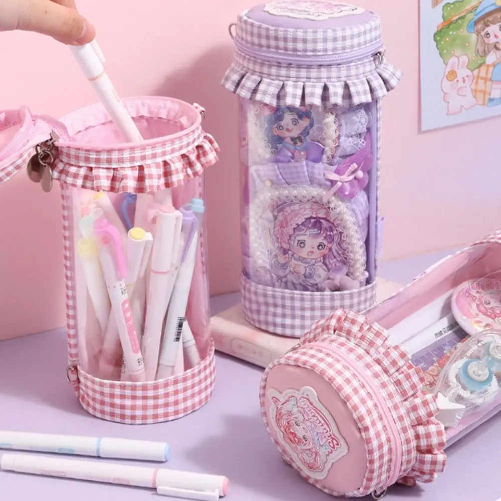 With Shoulder Strap Shoulder Strap Pencil Bag Multifunctional Large Bucket Ita Bag Strawberry Cute Doll Protective Bag