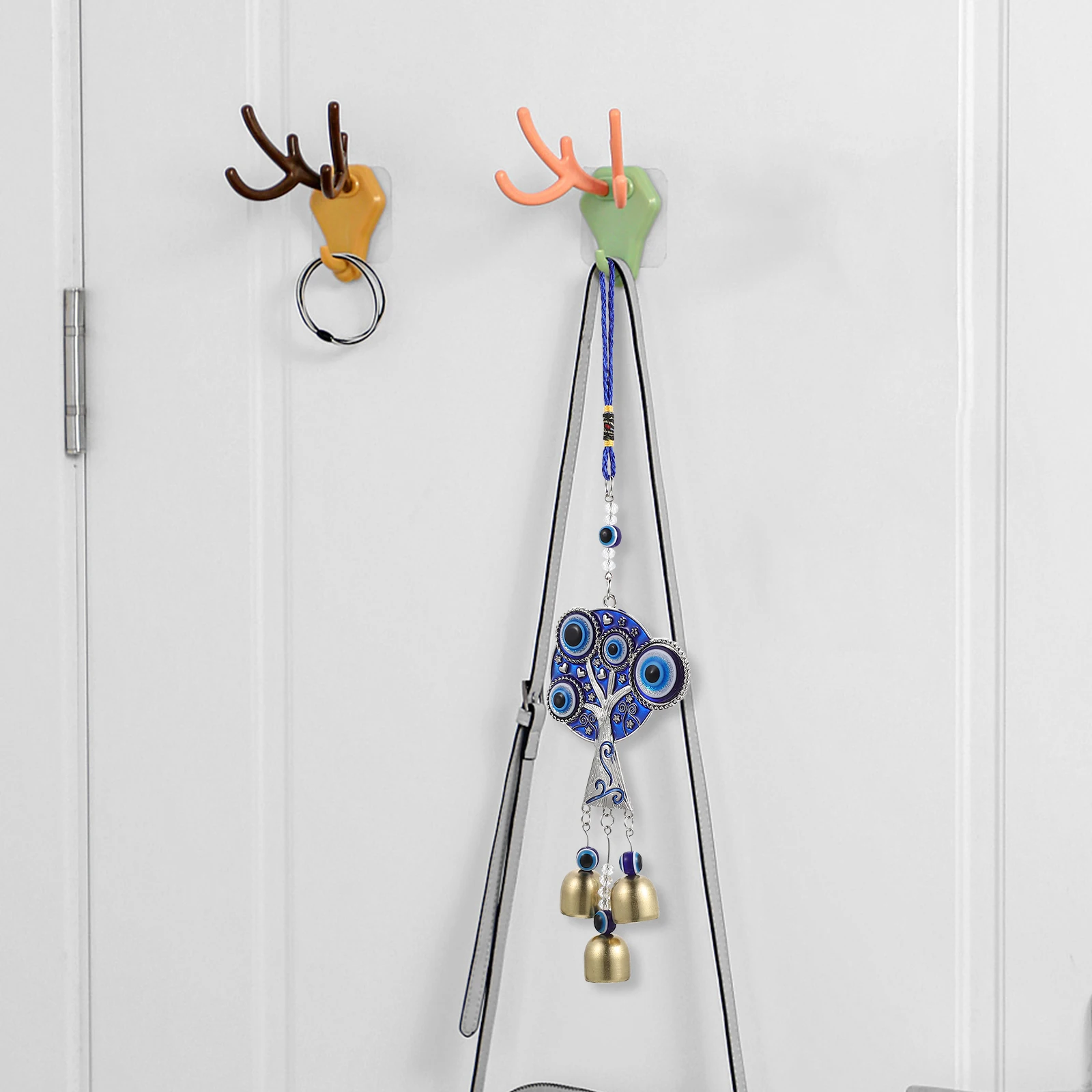 

Blue Evil Eye Wind Bell Pendant Hanging Outdoor Balcony Garden Wall Decorative Alloy Wind Chime Home Charming Gift