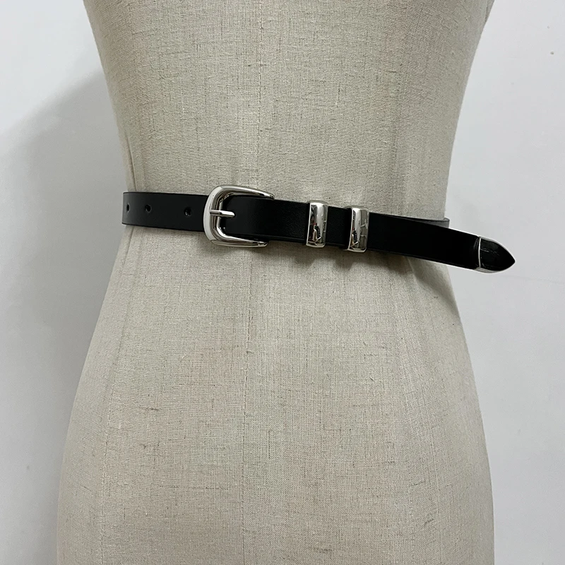 Women's Runway Fashion Vintage Genuine Leather Cummerbunds Female Dress Corsets Waistband Belts Decoration Narrow Belt TB2945