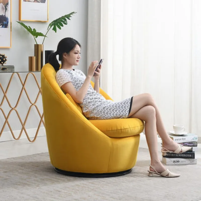 Modern living room lounge chair Comfortable microfiber fabric swivel chair