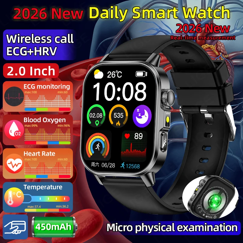 

2026 New ECG+HRV Healthy Diagnose Smart Watch Men Body analysis Blood Pressure Lipid Uric Acid Women's Health Tracker Smartwatch